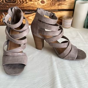 Universal Thread Taupe Suede Strappy Heels